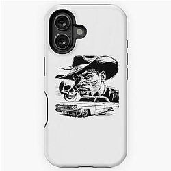 Urban Cowboy with Low Rider and Skull – Bold Black White Street Art iPhone Tough Case