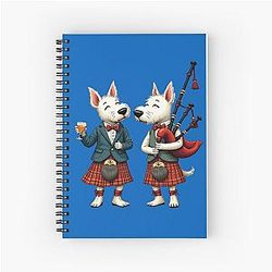 Burns Night West Highland Terrier Usher and Bagpiper Notebook