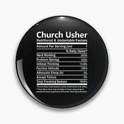 Church Usher T-Shirt Gift Item Tee Pin