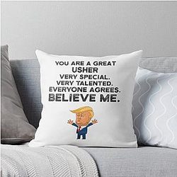 Usher Funny Trump Throw Pillow