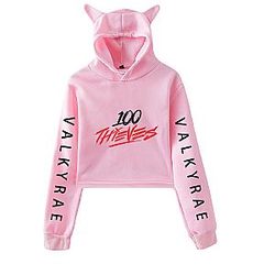 Valkyrae Pullover Cat Cropped Hoodie - Crop Top Women's Hoodie