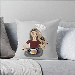 Valkyrae Pillows - Valkyrae making bacon Throw Pillow RB1510