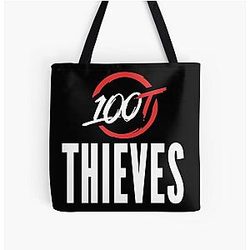 Valkyrae Bags - Valkyrae 100 thieves All Over Print Tote Bag RB1510