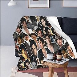 Vampire Diaries Blanket - Ian Somerhalder Damon Fleece Textile Decor