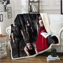 Vampire Diaries Blanket - Hiking Picnic Two-layer Thick Quilt Bedspread