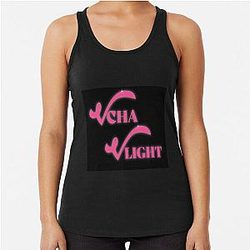 V-Neck Lightweight Pink and Black Racerback Tank Top