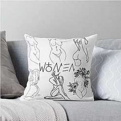 Line Art Nude Women Throw Pillow