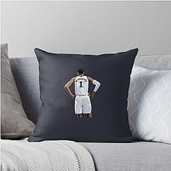 Victor Wembanyama Back White Throw Pillow
