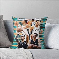 Victor Wembanyama Basketball Art Wemby Action Shots Throw Pillow