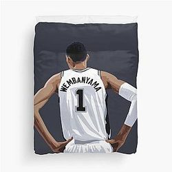 Victor Wembanyama Back White Above Waist Duvet Cover