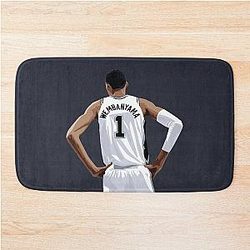 Victor Wembanyama Back White Above Waist Qiangy Bath Mat