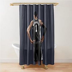 Victor Wembanyama Back Black Shower Curtain