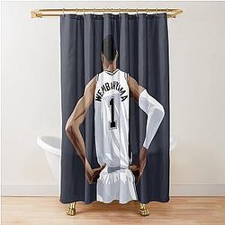 Victor Wembanyama Back White Above Waist Quadrant Shower Curtain