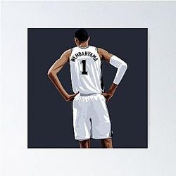 Victor Wembanyama Back White Poster