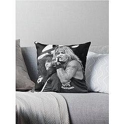 Steve Stevens and Vince Neil Band BW Throw Pillow