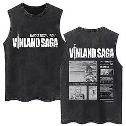 Retro Style PTTT2407 Washed  Vinland Saga Tank Tops