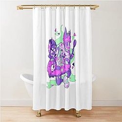 Alastor Husk Nifty and Angel Dust Playing Cards - Hazbin Hotel  Shower Curtain