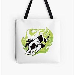 Vivziepop Merch Helluva Boss Flaming Skull All Over Print Tote Bag