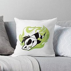 Vivziepop Merch Helluva Boss Flaming Skull Throw Pillow