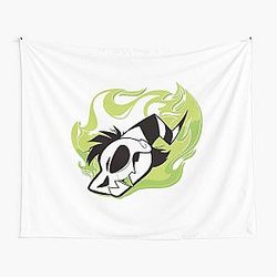 Vivziepop Merch Helluva Boss Flaming Skull Tapestry