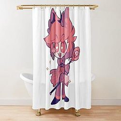 Alastor Hazbin Hotel Vivziepop Chibi Sticker Shower Curtain