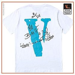 Vlone T-Shirts - Vlone Death B4 Dishonor White T-Shirt VL2309