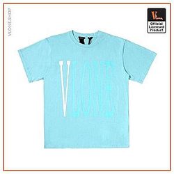 Vlone T-Shirts - Vlone Turquoise T-Shirt - Blue VL2309