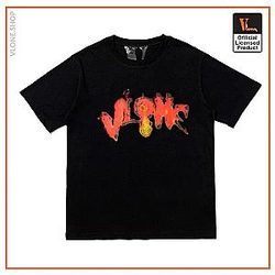 Vlone T-Shirts - Vlone Halloween Flaming Pumpkin Tee - Black VL2309