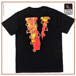 Vlone Shirts - Vlone Flame Skull Tee Shirt VL2409
