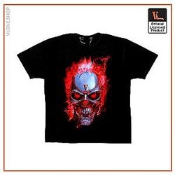Vlone T-Shirts - Skully Red Flame T-Shirt  Black VL2309