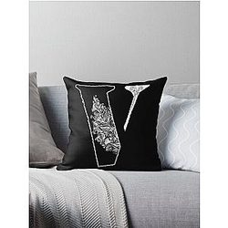 Vlone with floral motifs , cute design for V Throw Pillow