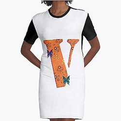 Vlone Angles with Butterflies Graphic T-Shirt Dress