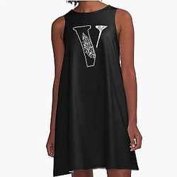 Vlone with floral motifs , cute design for V A-Line Dress