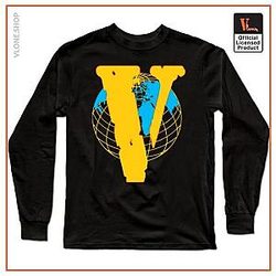 Vlone Long Sleeve Shirts - Vlone Earth Long Sleeve T-Shirt VL2409