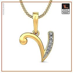 Vlone Necklaces - VLONE Gold Plated Initial Pendant V Necklace VL2409