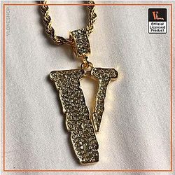 Vlone Necklaces - VLONE Iced Out Pendant &amp; Chain VL2409