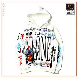 Vlone Hoodies - Vlone Graffiti Hip Hop Pullover Hoodie - White VL2409