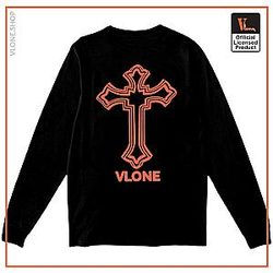 Vlone Long Sleeve Shirts - Vlone x Tupac Cross Long Sleeve  Black VL2309