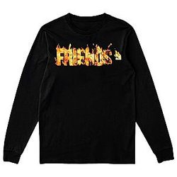 Vlone Long Sleeve Shirts - Vlone Flaming Friends- Long Sleeve - Black VL2309