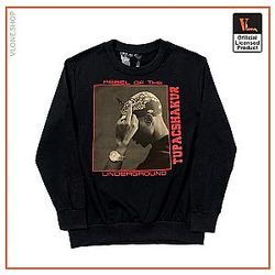 Vlone Sweatshirts - Vlone x Tupac Rebel Of The Underground Sweatshirt - Black VL2309