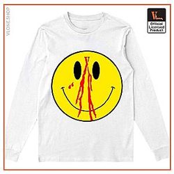 Vlone Long Sleeve Shirts - Vlone Blood Smiley Face Long Sleeve  White VL2309