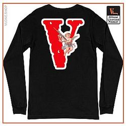 Vlone Long Sleeve Shirts - Vlone Angel Crewneck Long Sleeve  Black VL2309
