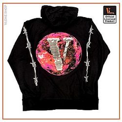 Vlone Hoodies - Vlone x Juice Wrld Planet Barbed Wire Black Hoodie VL2309