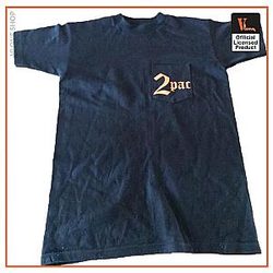 Vlone T-Shirts - Vlone x Tupac Powamekka Pocket Black Tee VL2309