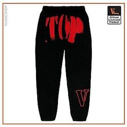 Vlone Pants &amp; Joggers - YoungBoy NBA x Vlone Red TOP Black Sweatpants VL2309