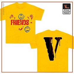 Vlone T-Shirts - Vlone x Kika Drip Blood V Staple Friends Tee  Yellow VL2309