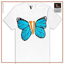 Vlone T-Shirts - Vlone Blue Butterfly T-Shirt VL2409