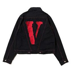 Vlone Jackets - Vlone Women Fashion Black Long-sleeved Denim Jackets