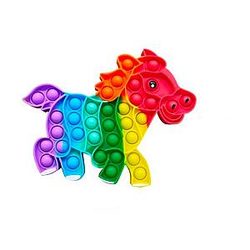 Pop It Sensory Fidget Toy for Anxiety and ADHD relief – Rainbow-Colored Horse Shape