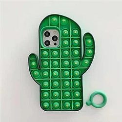 Pop It Sensory Fidget Toy for Anxiety and ADHD relief – Green Cactus Silicone Phone Case For iPhone